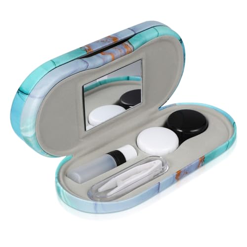FIXOSHEE Estuche Doble para Gafas y Lentillas y Portátil Caja de Almacenamiento Resistente de PU con Diseño de Mármol Colorido Protección para Lentes y Gafas Casa y Viaje