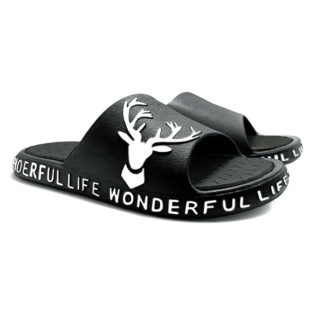 Men's & Boys' Slippers | Comfortable Lightweight Casual Slides | Deer Print Open Toe Sandals | Soft Sole Slip-On Footwear for Home, Travel & Daily Wear-image-39