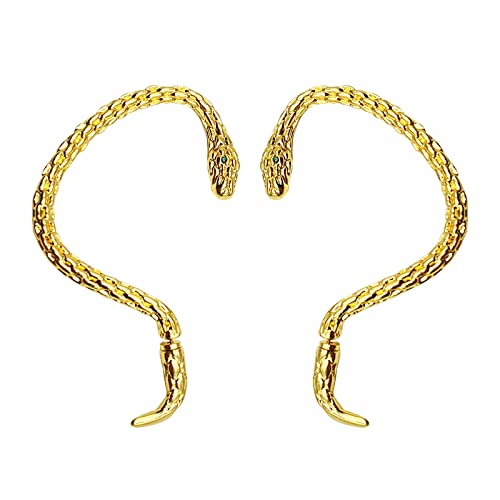 Gothic Gold Snake Shape Earrings - Punk Stud Snake Cuff