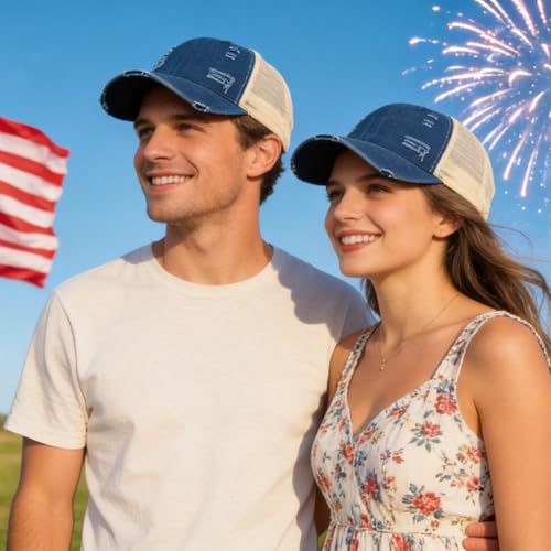 Image of Trucker Hat Distressed Baseball Cap Golf Cap Adjustable Sportswear Hat for Men Women Unisex