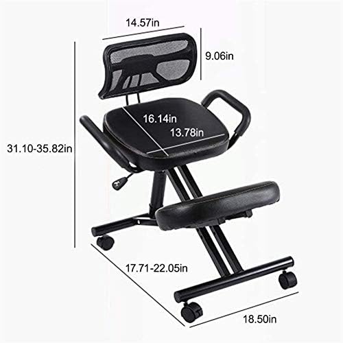 Kneeling Chair, Correct Sitting Posture Lumbar Support Chair Orthopaedic Stool Posture Frame PU Leather Seat Height Adjustable Stool Kneeling With Back Promote Good Posture For Office Home Capacity Ha