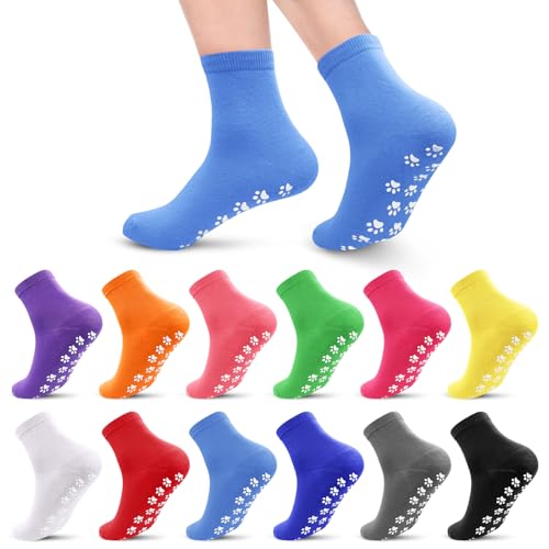 Image of 12 Pairs Women's Grip Socks Non Slip Pilates socks Yoga Socks with Strong Grips Hospital Socks slipper socks for Women