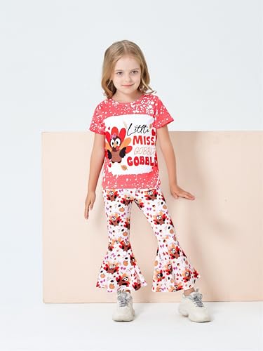 Image of Ayzozuy Kids Toddler Girl Clothes Letter Print Graphic Top + Leopard Print Flare Leg Pants 2PC Summer Clothing Set