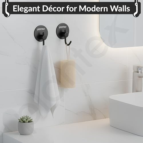 Image of Plantex Wall Hanging Hook /Bath Towel Hook /Self Adhesive Round Robe Hooks for Kitchen /Bathroom /Stylish Home Decor Items - Pack of 6 (Black)