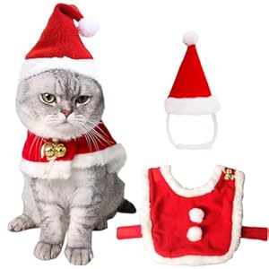 2pcs Disfraz Gato Navidad, Disfraz Perro Navidad, Traje Navidad Perro para Interesante, Ropa CáLida para Perros en Navidad con Capa y Gorro, Regalos NavideñOs para Perros y Gatitos (L)
