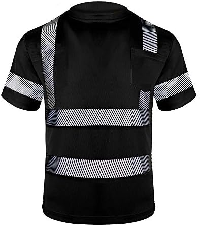FONIRRA Hi Vis Safety T Shirt for Men Class 2 ANSI Reflective High Visibility Short Sleeves Work Shirt (Black,2XL)