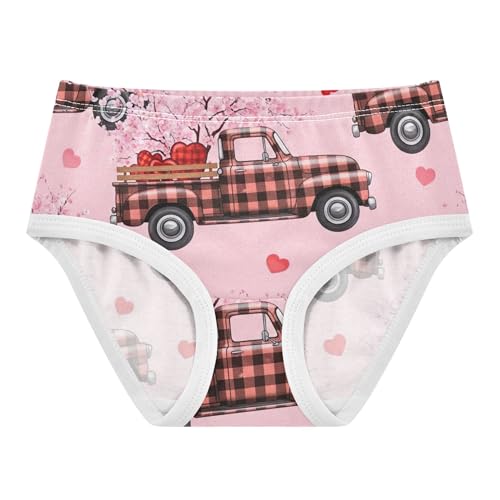 Plaid Truck Hearts Pink Floral Toddlers Underwear Floral 2t Cotton Cute Panties Girl Fun Kids Briefs Undies