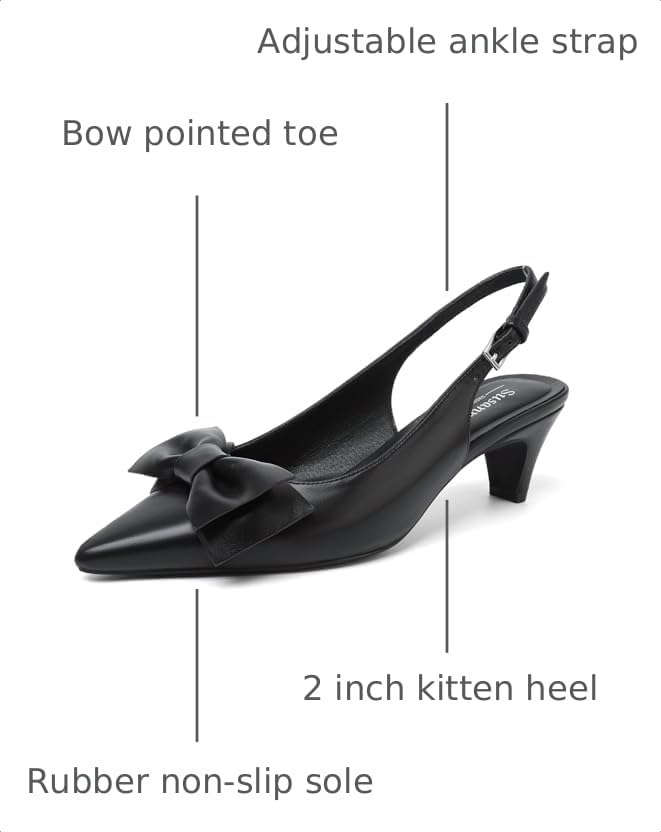Image of Susanny Kitten Heels for Women Closed Pointed Toe Slingback Shoes