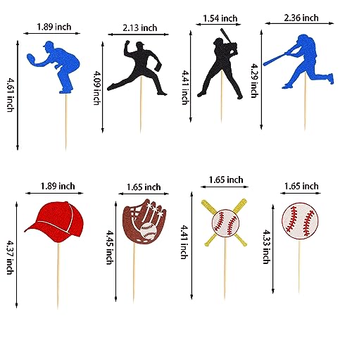 Arthsdite 24Pcs Baseball Cupcake Toppers Baseball Players Sports Theme Cupcake Picks Baseball Sport Theme Baby Shower Kids Birthday Party Cake Decorations Supplies thumb #4