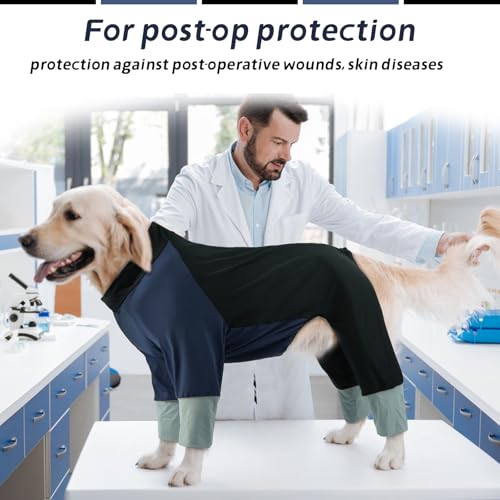 Hjumarayan Hunde Sommer Schutzkleidung – Leichter Hundebody mit Beinen, Schnell Trocknend, UV-Schutz, Atmungsaktiv, Schmutzschutz, Ideal für Outdoor & Spielplatz, Schwarz XL