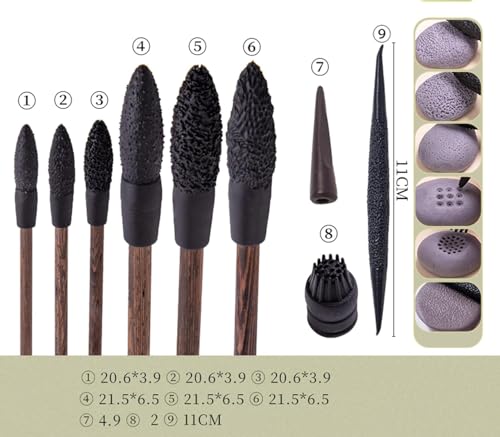 Zestaw narzędzi do teksturowania, 9-częściowy zestaw wałków do tekstury, z pudełkiem do przechowywania, ergonomiczne uchwyty, łatwe do czyszczenia, do majsterkowania i początkujących, idealny do gliny