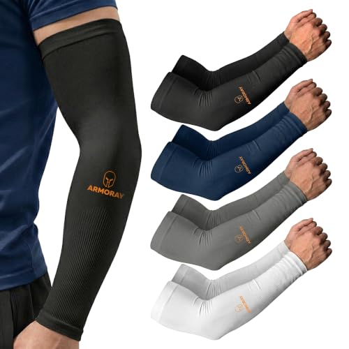 Image of ARMORAY Arm Sleeves for Men and Women - UV Sun Protection Cooling Compression - Tattoo Cover Up Sleeve for Daily Wear & Work