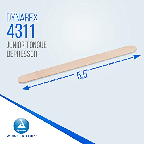 dynarex tongue depressors wood junior 5 34 non-sterile with precision cut and polished smooth edges for medical use and other applications 1 case of 5000 tongue depressors 5 34 10 boxes of 500