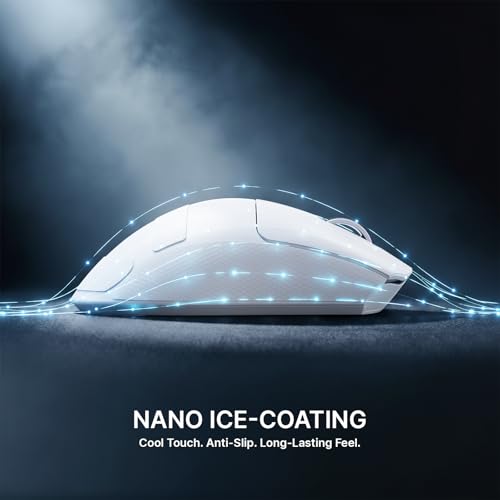 Image of ATTACK SHARK V8 8K Wireless Gaming Mouse Whit 42000 DPI-PAW3950 MAX Sensor-59g Lightweight-Nordic54L15 MCU-400h Battery Life,Triple Modes,Gaming Accessories for PC /Laptop /Mac (White Griptape)