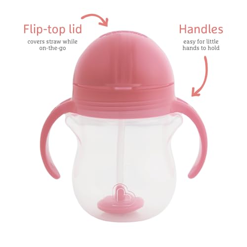 Image of Munchkin Click Lock Tip & Sip Weighted Straw Cup, 208 ml, BPA Free, Pink