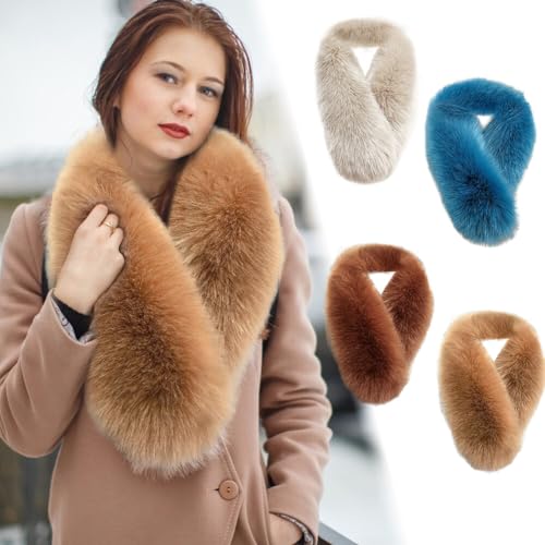 Women's Neck Warmer Faux Fur Collar Scarf Wrap Fluffy Neck Hood Plush Collar Muffler Collar Trim Women Winter Clothes2