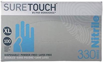 SURE TOUCH by/Par Workhorse, XL Nitrile Gloves, 330 Series, 100 Gloves ...