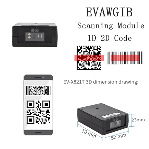 Escáner de Códigos de Barras Fijo Mini USB Embebido Módulo Lector Código 2D CMOS EV-X821T RS232/TTL/USB miniatura 2