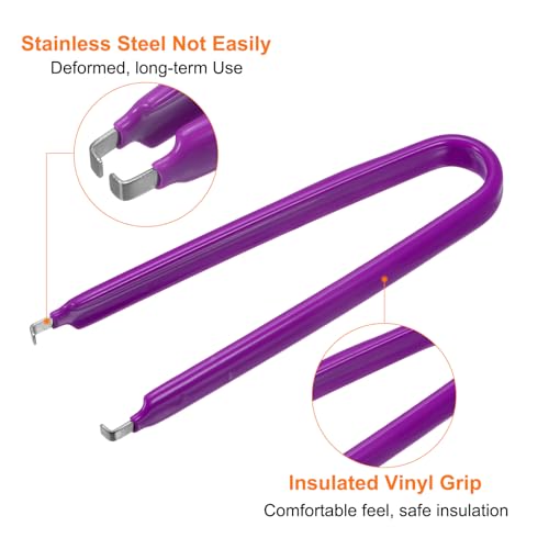 Image of HARFINGTON 3Pcs IC Chip Extractor IC U Shape Puller Stainless Steel with Insulated Vinyl Grip Motherboard Circuit Board Component Puller Chip Extractor for PCB Removal Tool, Purple