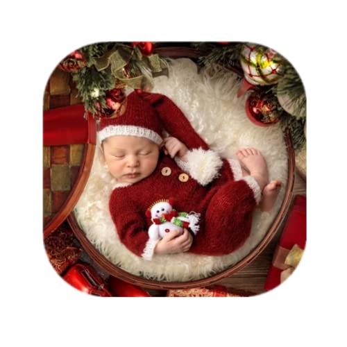 Vemonllas Fashion Cute Newborn Boy Girls Baby Costume Outfits Photography Props Hat Pants (Red Wine)