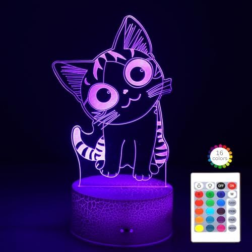Awareisn Cat Night Light Kitty Lamp LED Neon Glow Anime Cat Lamp with ...