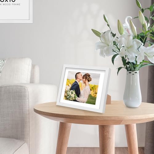 puthiac 8x10 White Oak Wood Picture Frame -8"x10" Frame Wood, 8"x10" Natural Solid Wood Poster Frames for Wall Art Photo and Prints (3 Pack, White)