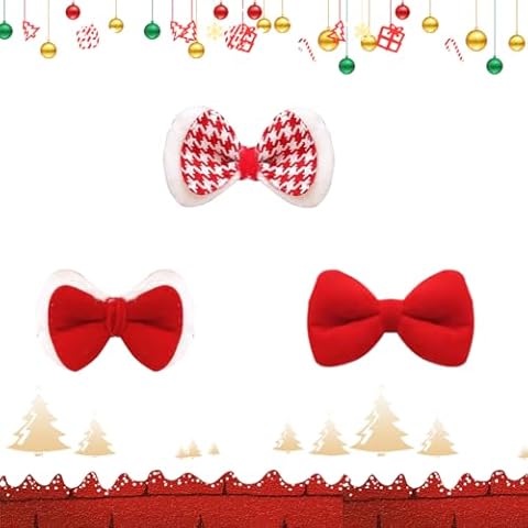 Girstunm 3 Pieces Christmas Hair Clips for Women Party Hair Accessories with Sequins Antler Hair Clips Cute Bow Hair Clips Holiday Hair Accessories Birthday Gift for Girls Ribbon Hair Clip Cover