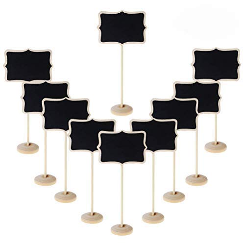 WenX 20 Pieces Mini Chalkboard, Small Lace-Shaped Blackboard With Stand Message Board Card Label Tags Burly Wood