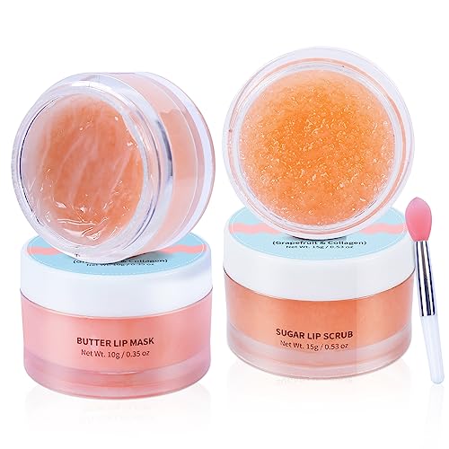 ANAiRUi Lip Scrubs Exfoliator & Moisturizer-Lip Sleeping Mask & Sugar Lip Scrub, Lip Mask Overnight for Lip Line Wrinkle Treatment, Lip Balm & Moisturizer for Dry Chapped Lips, Lip Care gifts