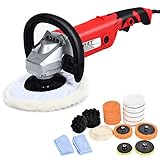 Goplus 7 Inch Electric Car Polisher 6 Variable Speed Buffer Waxer Sander Detail Boat w/Case (Complete Set)