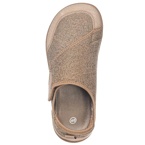Image of Sisttke Diabetic Shoes for Men Extra Wide Width Adjustable Swollen Feet Orthopedic Shoes Arch Support Barefoot Diabetic Slippers for Edema Elderly Arthritis Indoor Outdoor