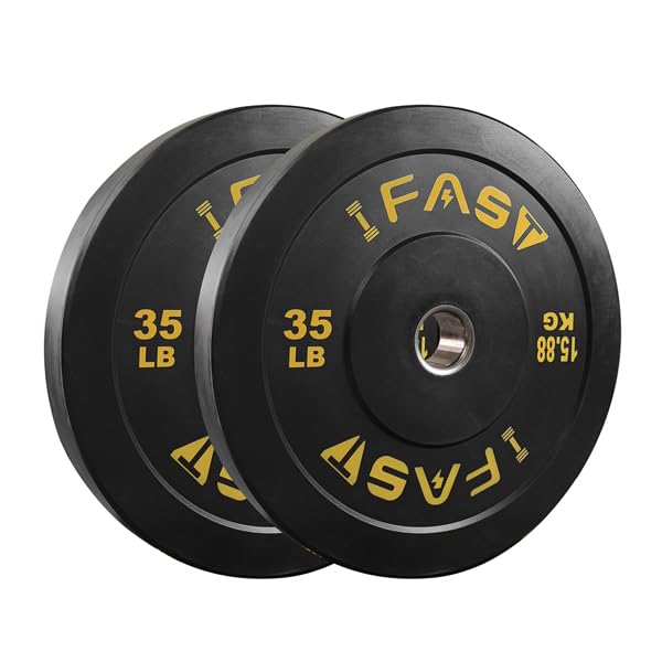 NovaXZ Olympic Bumper Weight Plates, Rubber Plate with 2-Inch Steel Insert Rubberized Weightlifting Barbell Plates 35LB, Pairs or Sets