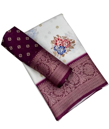 Image of Kashmiri Print Tussar Silk Saree for Women with Unstitched Blouse Piece for All Occasions