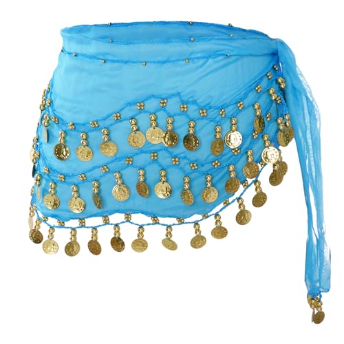Damen Röcke Pailletten Rock Bauchtanz Gürtel Kostüm Mini Rock Cowgirl Tanzkleid Rave Hüfttuch Kostüm für Damen Mädchen (DE/NL/SE/PL Alphanumerisch Einheitsgröße Regular Regular blau)