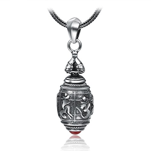 Pendentif Om Mani Padme Hum en argent Sterling 925 gothique de haute qualité