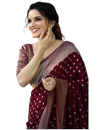 Image of Women's Kanjivaram Soft Silk Banarasi Saree With Blouse Piece | Banarasi Sari For Women | Saree with Blosepiece