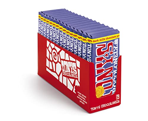 Tony's Chocolonely 42% Dark Milk Chocolate Bar With Pretzel & Toffee - Dark Milk Chocolate, Pretzel & Toffee Chunks, Belgium Chocolate, No Artificial Flavoring, Fairtrade & B Corp Certified - 15 Bars #TOP22