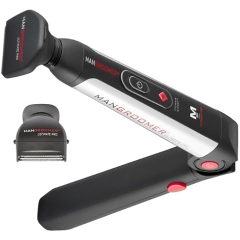 MANGROOMER - ULTIMATE PRO Back Shaver with 2 Shock Absorber Flex Heads, Power Hinge, Extreme Reach Handle and Power Burst Cover