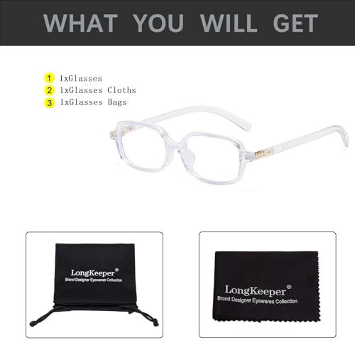 Image of Long Keeper Anti Blue Light Glasses Women Retro 90s Rectangle Blue Light Blocking Glasses Narrow Square Anti Glare Glasses