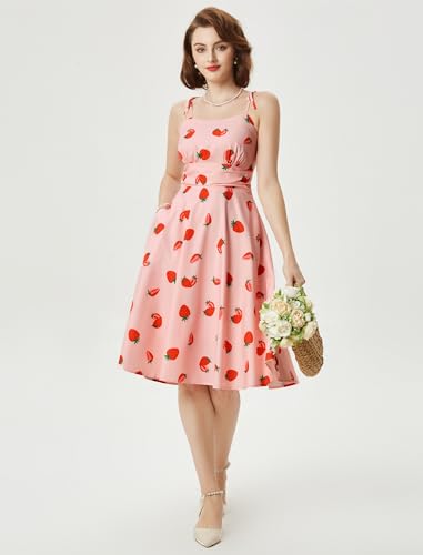Image of Belle Poque Women's Spaghetti Strap Midi Vintage Tea Party Dress | Belle Poque Women's Spaghetti Strap Midi Vintage Tea Party Dress,A-line,Cocktail Dress,Graduation Homecoming Dress
