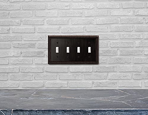 Image of Sunken Pearls Heavy Duty Decorative Wall Plate Switch Plate Outlet Cover (Quad Toggle, Aged Bronze)