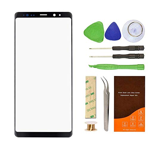 Front Glass Repair kit Replacement Compatible with Samsung Galaxy Note 8 N950A N950F 6.3Inch with Adhesive and Tool kit(Note 8 6.3' Black)