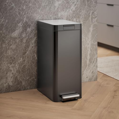 Caneca de basura rectangular negra de acero inoxidable 13 gal miniatura 2