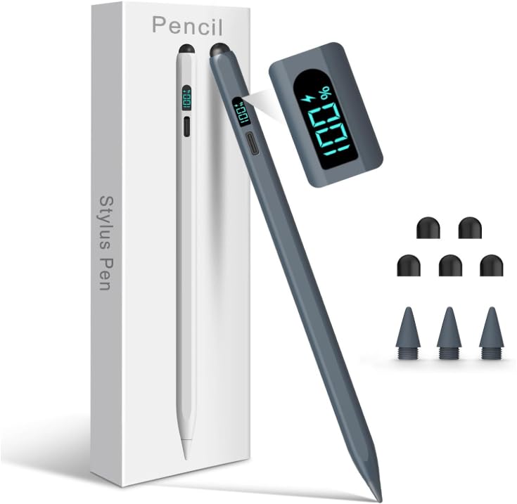 MEKO Lápiz para Apple iPad 2018-2025, iPad Pen con LED Power Display,3x Carga rápida, Lápiz iPad Compatible con iPad 11 A16/10/9/8/7/6,Air 5/4/3/11''M2/M3,Pro 11/12.9/13"M4/M5,Mini 5/6