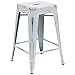 Flash Furniture 24'' High Backless Distressed White Metal Indoor-Outdoor Counter Height Stool