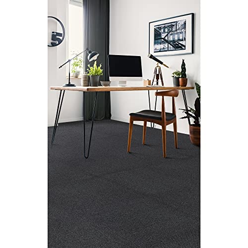 Image of Mohawk Advance 24 inch x 24 inch Berber (Loop pile), 0.11 inch Pile Height, Carpet Tile, Nylon Fiber, Black Color, (24 Tiles), (96 sqft /carton)