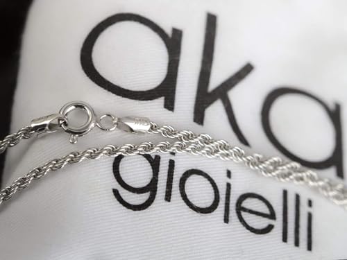 Chaîne maille corde argent 925 rhodié Aka Gioielli collier chic duralbe - 5