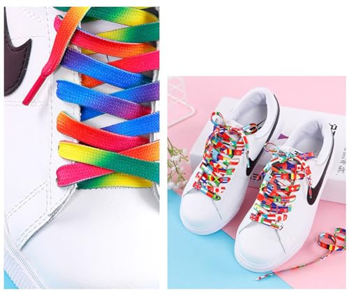 9 Pairs Flat Colored Shoe Laces, 47" Athletic Shoelaces Gradient Rainbow Shoestrings for Sneakers Boots2