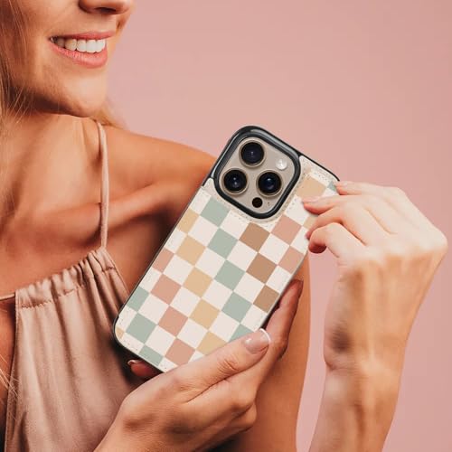 Image of uCOLOR for iPhone 13 Pro Wallet Case Magsafe with Card Holder Slot【Compatible with MagSafe】 Folio Flip PU Leather RFID Blocking Design (Pastel Check Vibes, iPhone 13 Pro)