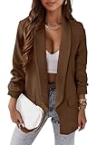 Picture of PRETTYGARDEN Women's 2025 Spring Fall Blazer Jackets Casual Long Sleeve Open Front Work Office Blazers (Coffee,Medium)